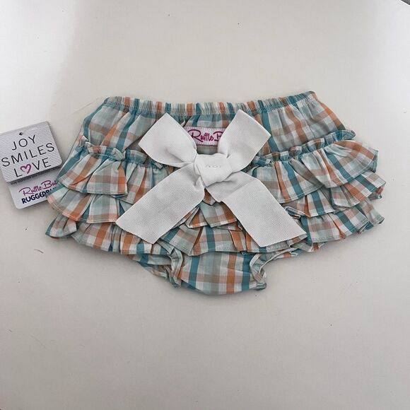 RuffleButts Presley Plaid Ruffled Bloomers Diaper Cover Girls Size 6-12 Months - Picture 1 of 10